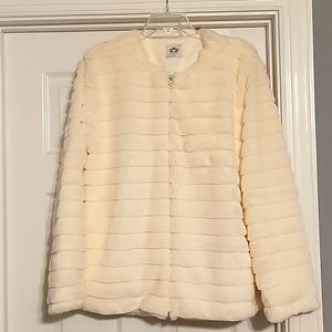 Ivory faux fur jacket